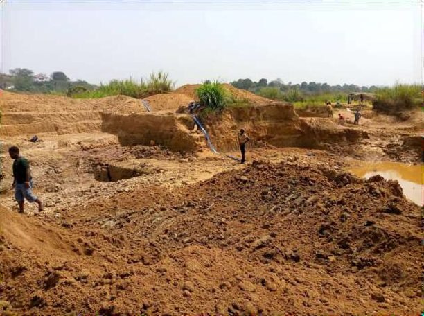 Active mining site in Kono District